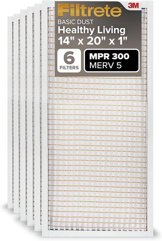 Filtrete 20x30x1 Air Filter MERV 5, 6-Pack AC Furnace HVAC Filters for Home, MPR 300 Basic Dust Defense, Pleated Electrostatic (Actual Size 19.81 x 29.81 x 0.81 in) in Kuwait