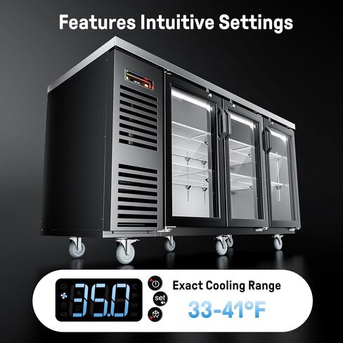 Coolake 60" Commercial Back Bar Cooler with 33-41℉,19.4 Cu.Ft. Stainless Steel Top Back Beverage Refrigerator, 2 Glass Door Back Bar Refrigeratorfor Home Bar Restaurant in Kuwait