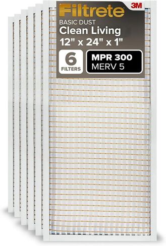 Filtrete 20x30x1 Air Filter MERV 5, 6-Pack AC Furnace HVAC Filters for Home, MPR 300 Basic Dust Defense, Pleated Electrostatic (Actual Size 19.81 x 29.81 x 0.81 in) in Kuwait