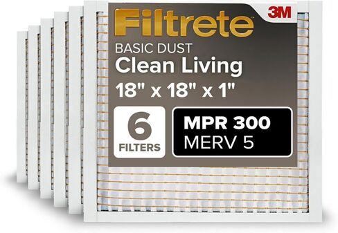 Filtrete 20x30x1 Air Filter MERV 5, 6-Pack AC Furnace HVAC Filters for Home, MPR 300 Basic Dust Defense, Pleated Electrostatic (Actual Size 19.81 x 29.81 x 0.81 in) in Kuwait