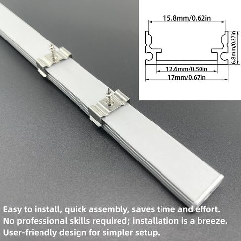 U Shape LED Aluminum Channel System, 10-Pack, 3.3ft/1Meter, Silver with Milky White Cover, Includes End Caps and Mounting Clips in Kuwait