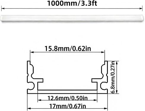 U Shape LED Aluminum Channel System, 10-Pack, 3.3ft/1Meter, Silver with Milky White Cover, Includes End Caps and Mounting Clips in Kuwait