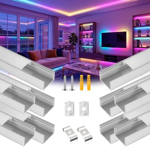20 حزمة 3.3FT/1M LED قناة ألومنيوم على شكل حرف U مع عدسة غطاء أبيض حليبي لأضواء شريط LED 8/10/12 مم، قناة ناشر LED حتى توهج لغرفة المعيشة والسلالم والمطبخ والخزانة in Kuwait