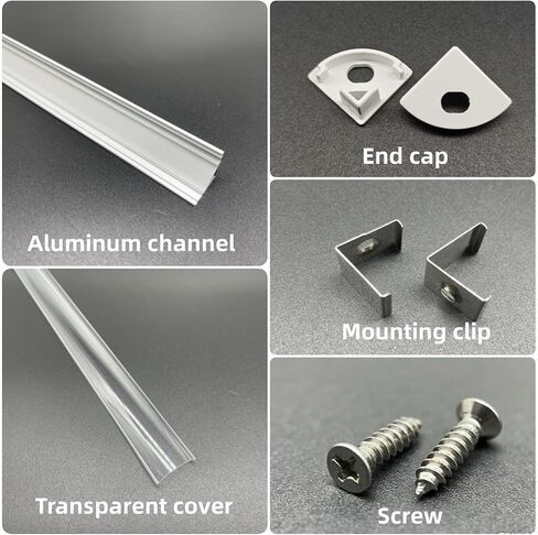 10-Pack 3.3ft/1Meter V-Shape LED Aluminum Channel System with Clear Cover, End Caps and Mounting Clips, Easy to Install, Suitable for Various LED Strip Lights with a Width of 8-12mm in Kuwait