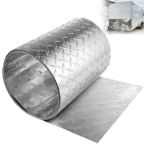 Rocaris 12" x 120" Diamond Plate Aluminum Sheet Metal, 17GA 0.045" Thick Commercial Grade, Diamond Plate for Cargo Trailer, RV, Camper, Garden Edging and Flooring Installations in Kuwait