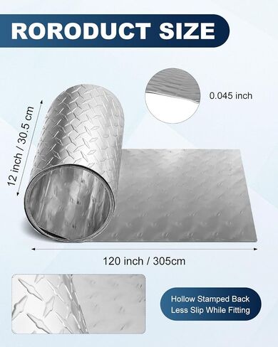 Rocaris 12" x 120" Diamond Plate Aluminum Sheet Metal, 17GA 0.045" Thick Commercial Grade, Diamond Plate for Cargo Trailer, RV, Camper, Garden Edging and Flooring Installations in Kuwait