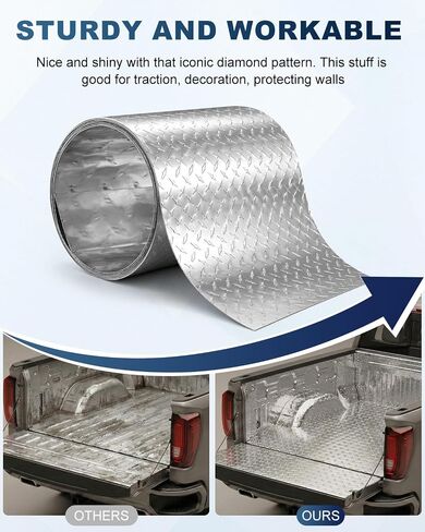 Rocaris 12" x 120" Diamond Plate Aluminum Sheet Metal, 17GA 0.045" Thick Commercial Grade, Diamond Plate for Cargo Trailer, RV, Camper, Garden Edging and Flooring Installations in Kuwait