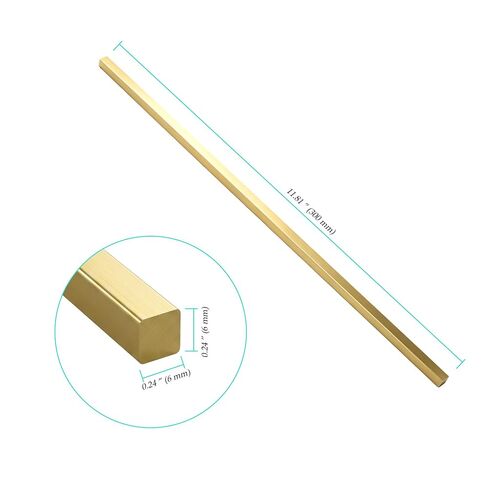 6 Pcs 1/4 x 1/4 x 11.8 Inch Brass Flat Bar, Long Solid Flat Mill Stock for Decoration Industry Handicraft in Kuwait