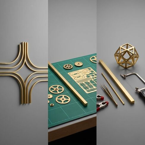 6 Pcs 1/4 x 1/4 x 11.8 Inch Brass Flat Bar, Long Solid Flat Mill Stock for Decoration Industry Handicraft in Kuwait
