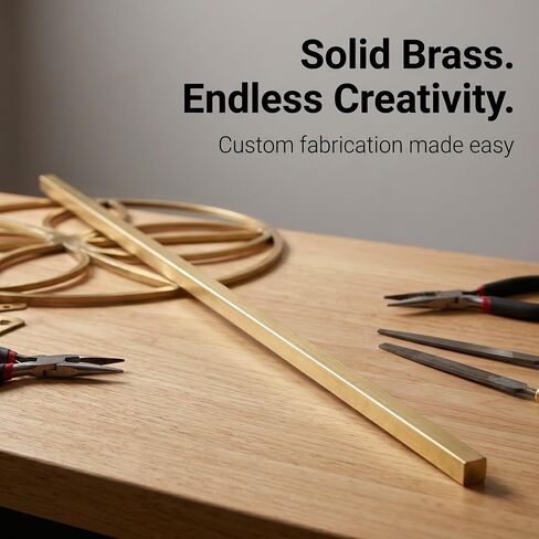 6 Pcs 1/4 x 1/4 x 11.8 Inch Brass Flat Bar, Long Solid Flat Mill Stock for Decoration Industry Handicraft in Kuwait
