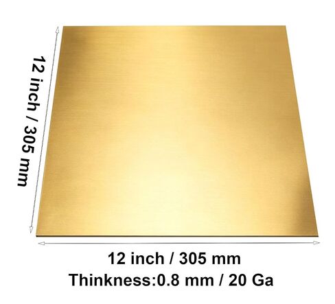 1 Pcs C280 Brass Sheet, 12 Inch x 12 Inch x 0.032 Inch,20 Gauge(0.81mm) Thickness, No Scratches, Protective Film on Both Sides in Kuwait