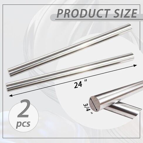 2 Pcs 3/4 Inch Diameter Chrome Plated Rod, 24 Inch Length, Precision Steel Shaft - Heavy Duty Chrome Steel Round Bar in Saudi Arabia