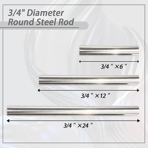 2 Pcs 3/4 Inch Diameter Chrome Plated Rod, 24 Inch Length, Precision Steel Shaft - Heavy Duty Chrome Steel Round Bar in Saudi Arabia