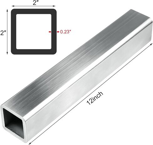 2" x 2"x 12" Long Structural Square Iron Tube, 1/4" Wall Thickness, Seamless Square Tubing DIY Metal Profile for Industrial or Home Improvement Projects, 1 Packs in Kuwait