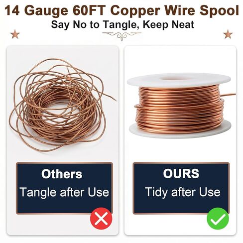 14 Gauge 60FT Pure Copper Wire for Jewelry Making,Electroculture Gardening | 99.96% Bare Solid, Sturdy & Flexible, Dead Soft Copper Wire, 0.72 LBS Roll for Crafts, Plants, Garden, Wreath Making, DIY in Kuwait