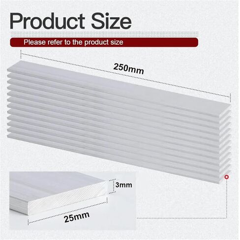 Aluminum bar Thickness 3-8mm Width 10-30mm Length 250mm Aluminium Flat Bar Plate, 1pcs(6x15x250mm) in Kuwait