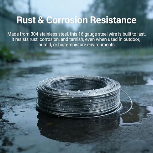 16 Gauge (1.4mm) 304 Stainless Steel Wire 65 FT - Rust Resistant,Strong & Hand-Bendable for Gardening,Bonsai Training,DIY Crafts,Home Repair in Kuwait