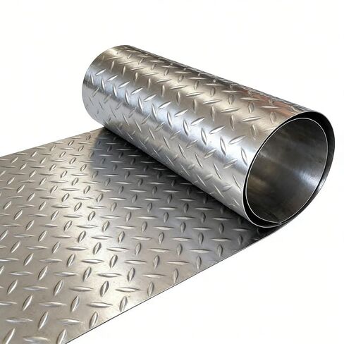 Stainless Steel Tread Plate, Diamond Plate Sheet Metal, Heavy-Duty Commercial-Grade Mill Finish Diamondplate Stainless Steel Sheet, 24in. X 96in., 0.02" 0.5mm Thick in Kuwait