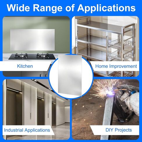 48 x 24 Inch 430 Stainless Steel Sheet, 1 Pcs 20GA Metal Plates Panel, Magnetic Stainless Steel Plate with Corner Protection for Kitchen DIY Crafting (1, 430 Stainless Steel, 48" x 24") in Kuwait