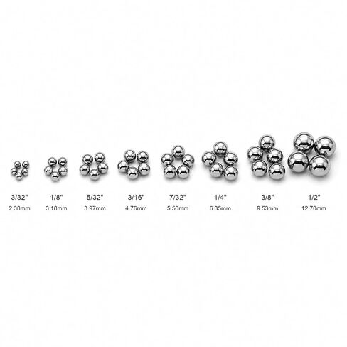 1216Pcs G100 Chrome Steel Ball Bearings Kit - AISI 52100 High Carbon Steel, 8 Sizes (1/2" to 3/32") for Ball Bearings, Drawer Slides Repair & Baleros Replacement in Kuwait