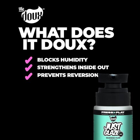 The Doux JUST GLAZE Silkening Blowout Primer – Anti-Frizz Heat Protectant for Hair with Keratin & Panthenol – Humidity Blocker for Blowouts & Silk Presses – Lightweight Formula, 4 oz in Kuwait