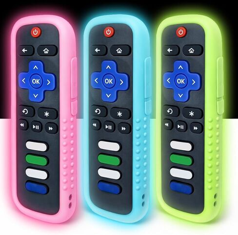 (3 Pack) Protective Cover Case Skin for Roku TV Remote - Glow in The Dark, Drop-Proof, Dust-Proof, Washable, Compatible with Most Models of Roku Voice Remote in Kuwait