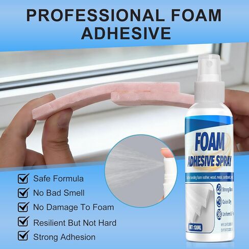 JAOJAO 120ml Foam Adhesive Spray, Foam Glue, Heavy-Duty Bond, Water-Based Safe Transparent After Drying Spray Adhesive for FoamDIY, Crafts & Household Use in Kuwait