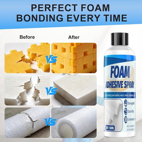 JAOJAO 120ml Foam Adhesive Spray, Foam Glue, Heavy-Duty Bond, Water-Based Safe Transparent After Drying Spray Adhesive for FoamDIY, Crafts & Household Use in Kuwait