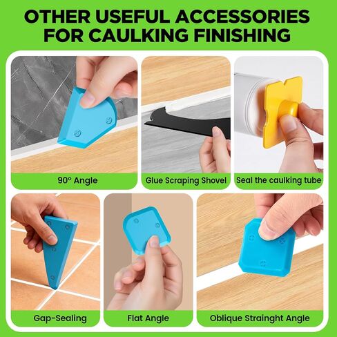 White Silicone Caulk Set-12oz Waterproof Silicone sealant,5 in 1 Caulk Tool with Caulk Remover Tool & Caulk Finishing Tool,Silicone Caulking Tool Kit of Bathroom Caulk, Shower Caulk, Bathtub Caulk in Kuwait