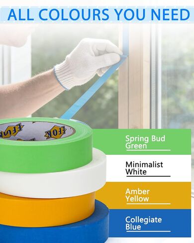 EFOK 20 Rolls Colored Painters Tape Masking Tape 1 Inch x 55 Yards Easy Tear, No Residue, Paint Tape for Walls Home Renovation Automotive Refinish Zone Masking in Kuwait