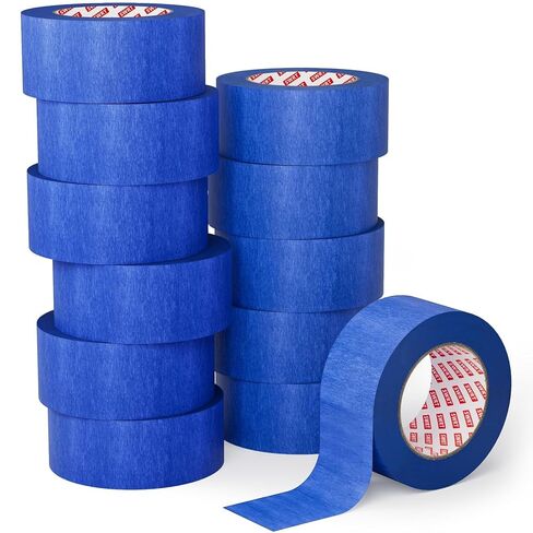 SWRT Blue Painters Tape 2 Inch Wide, 12 Rolls, 55 Yards Each, Clean Removal | Cover More per Strip; Crisp Paint Lines; Protect Walls & Trim; Easy to See & Align; Hand Tear, No Tools; No Mid-Project Pause in Kuwait