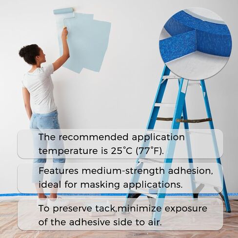 SWRT Blue Painters Tape 2 Inch Wide, 12 Rolls, 55 Yards Each, Clean Removal | Cover More per Strip; Crisp Paint Lines; Protect Walls & Trim; Easy to See & Align; Hand Tear, No Tools; No Mid-Project Pause in Kuwait