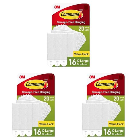 Command 20 lb X-Large Picture Hanging Strips, 16 Pairs White Strips Heavy Duty Picture Hanger (Pack of 3) in Kuwait