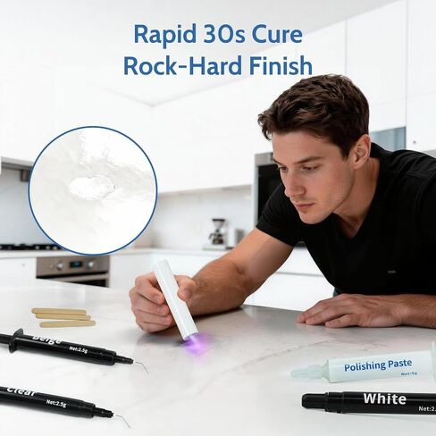 Quartz Countertop Repair Kit, Granite & Marble Repair Kit, 30s Quick-Drying Repair Chip for Edge Chips, Cracks, Scratches and Holes on Ceramic Tile, Bath Tub, Sink and Other Stone Surfaces in Kuwait