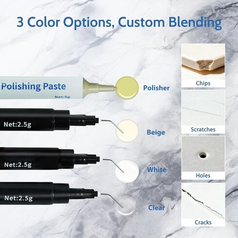 Quartz Countertop Repair Kit, Granite & Marble Repair Kit, 30s Quick-Drying Repair Chip for Edge Chips, Cracks, Scratches and Holes on Ceramic Tile, Bath Tub, Sink and Other Stone Surfaces in Kuwait
