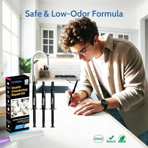 Quartz Countertop Repair Kit, Granite & Marble Repair Kit, 30s Quick-Drying Repair Chip for Edge Chips, Cracks, Scratches and Holes on Ceramic Tile, Bath Tub, Sink and Other Stone Surfaces in Kuwait
