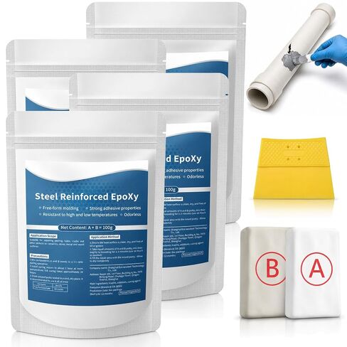 Strong Clay Iron Adhesive, Steel Reinforced Epoxy Putty, Repair Putty Waterproof, Heat Resistant Drillable, Filler for Metal PVC Pipe, Plastic Wood Ceramic, Easy Operation, Strong Adhesion (2PCS) in Kuwait