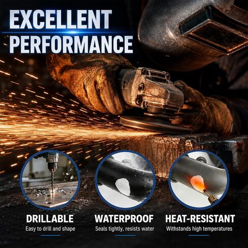Strong Clay Iron Adhesive, Steel Reinforced Epoxy Putty, Repair Putty Waterproof, Heat Resistant Drillable, Filler for Metal PVC Pipe, Plastic Wood Ceramic, Easy Operation, Strong Adhesion (2PCS) in Kuwait