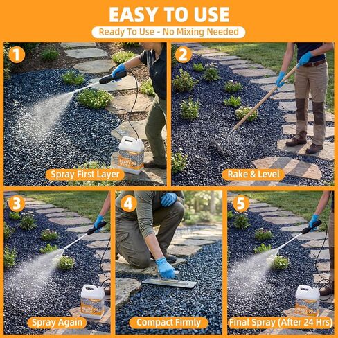 Rock Glue for Landscaping with Electric Sprayer, 1 Gallon Ready-to-Spray Mulch & Gravel Binder, Non-Toxic & Pet-Safe Mulch Bond for Landscaping, Clear-Drying Permeable for Pea Gravel, Pebble in Kuwait