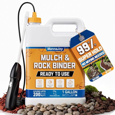 Mulch and Rock Glue for Landscaping with Electric Sprayer, 1 Gallon Ready-to-Use Gravel Glue, Weather-Resistant Outdoor Mulch Binder for Pea Gravel, Pebbles, River Rock, Patios, Gardens, Walkways in Kuwait