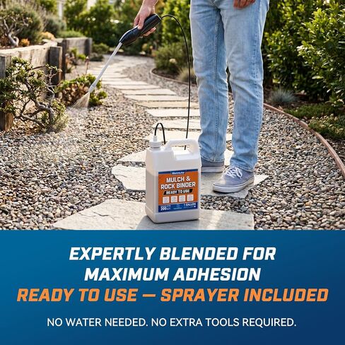 Mulch and Rock Glue for Landscaping with Electric Sprayer, 1 Gallon Ready-to-Use Gravel Glue, Weather-Resistant Outdoor Mulch Binder for Pea Gravel, Pebbles, River Rock, Patios, Gardens, Walkways in Kuwait
