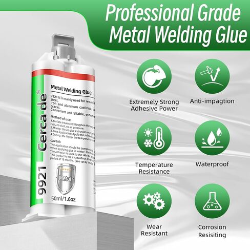Metal Glue，Heavy Duty Waterproof epoxy Adhesive，Suitable for bonding Metals, Steel, Iron, Aluminum, Plastics, Ceramics, and Materials，Professional Bonding of Various Metal items1.6oz. in Kuwait
