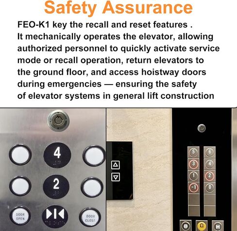 3 Pcs FEO-K1 Elevator Key K1 Service Key Recall Reset Keys,Factory Stamped Steel Keys in Kuwait
