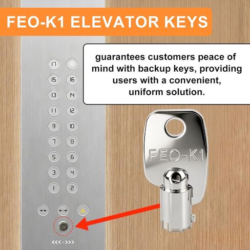 3 Pcs FEO-K1 Elevator Key K1 Service Key Recall Reset Keys,Factory Stamped Steel Keys in Kuwait
