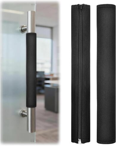 2 Pack Handle Covers with Zipper for Commercial Business Door, 11.5 Inch Length Handle Grips Protecting Handles from Extreme Heat and Cold - Black in Kuwait