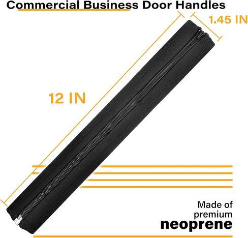 2 Pack Handle Covers with Zipper for Commercial Business Door, 11.5 Inch Length Handle Grips Protecting Handles from Extreme Heat and Cold - Black in Kuwait