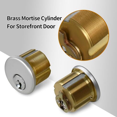Commercial Mortise Door Lock with Double Cylinder, 1-1/8" Backset Storefront Door Hook Bolt Lock, Solid Brass Cylinder, Direct Replacement for Aluminum Narrow Stile Doors (Silver) in Kuwait
