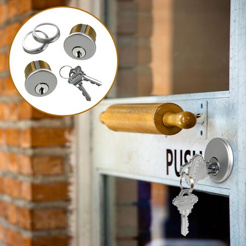 Commercial Mortise Door Lock with Double Cylinder, 1-1/8" Backset Storefront Door Hook Bolt Lock, Solid Brass Cylinder, Direct Replacement for Aluminum Narrow Stile Doors (Silver) in Kuwait