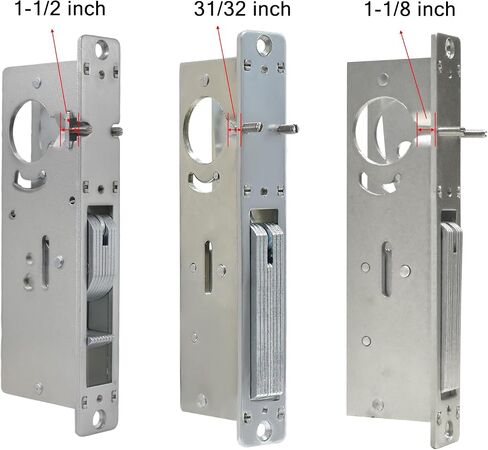 Commercial Mortise Door Lock with Double Cylinder, 1-1/8" Backset Storefront Door Hook Bolt Lock, Solid Brass Cylinder, Direct Replacement for Aluminum Narrow Stile Doors (Silver) in Kuwait