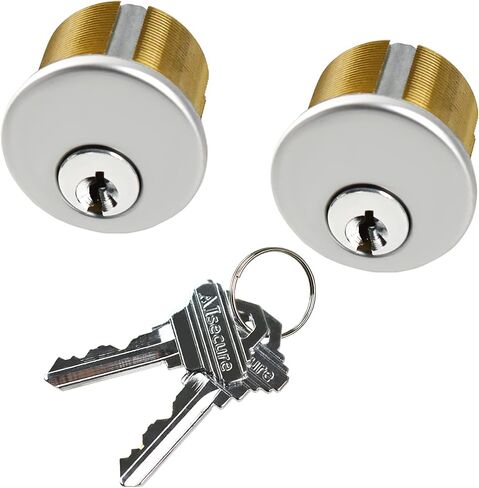 Commercial Mortise Door Lock with Double Cylinder, 1-1/8" Backset Storefront Door Hook Bolt Lock, Solid Brass Cylinder, Direct Replacement for Aluminum Narrow Stile Doors (Silver) in Kuwait
